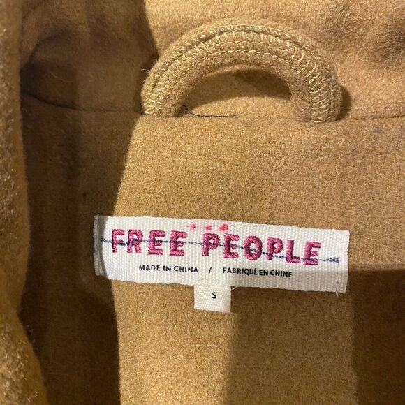 Free People Naiomi Wool Blend Peacoat Camel Tan Size Small - Picture 12 of 12